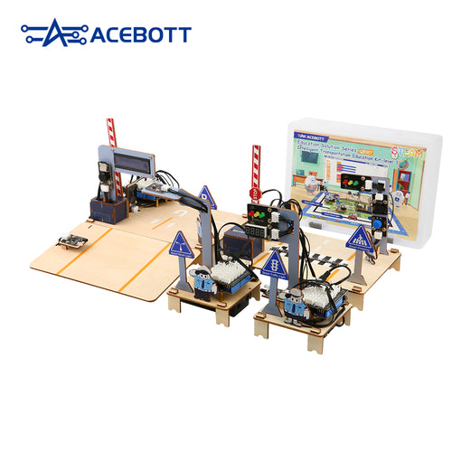 ACEBOTT QE027 Easy-Plug STEM School Intelligent Transportation Kit Education Solution Series with Teaching Resource for Arduino ESP32