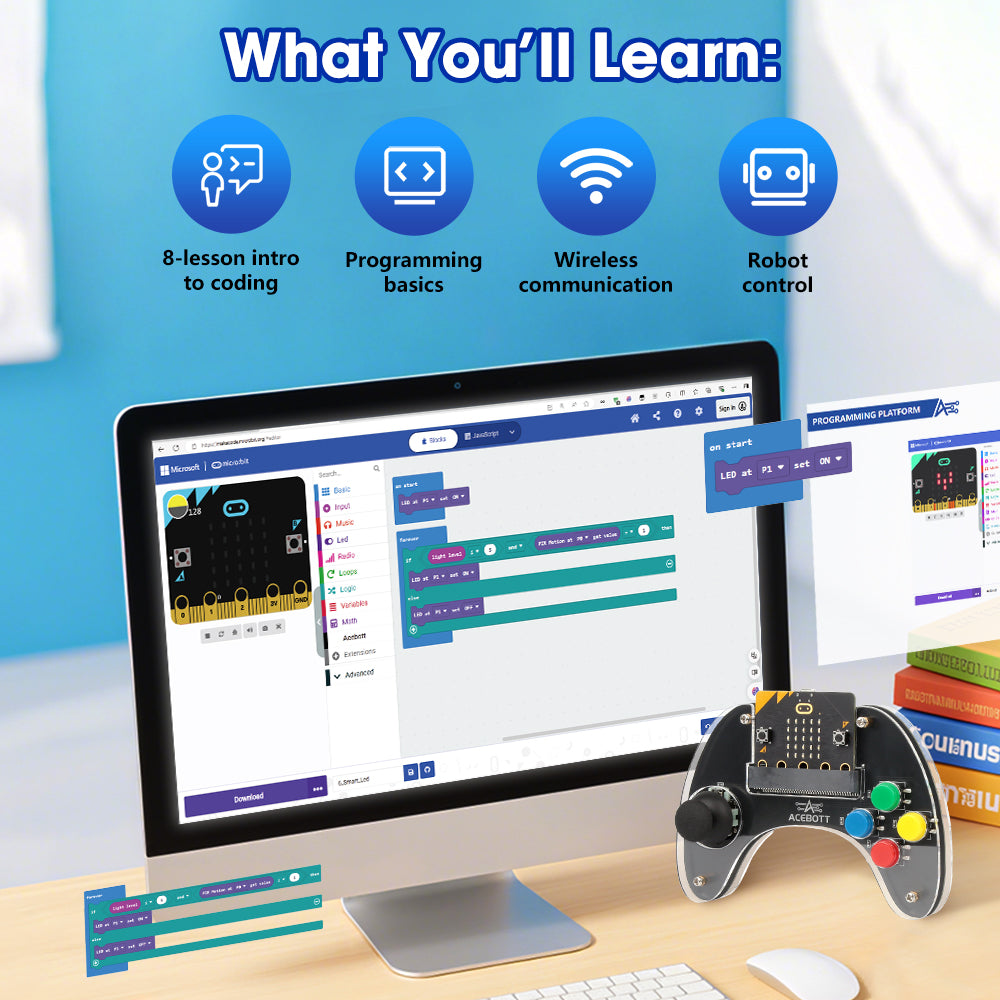 Learn Programming Controller Kit ACEBOTT QD026 Wireless Controller for Micro:bit Kits, Programming Lear