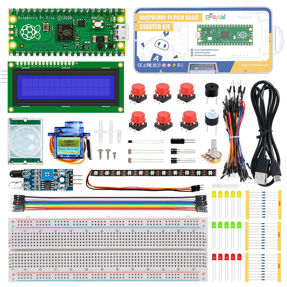 ACEBOTT ACEBOTT AE315 Super Starter Kit for Raspberry Pi Pico with micropython or C/C++ coding