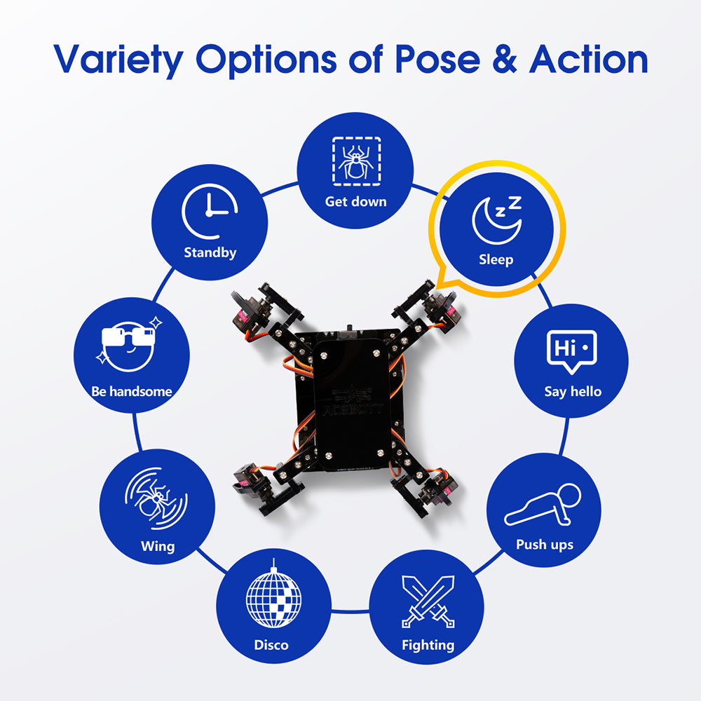 ACEBOTT QD020 ESP8266 Quadruped Bionic Spider Robot kit with