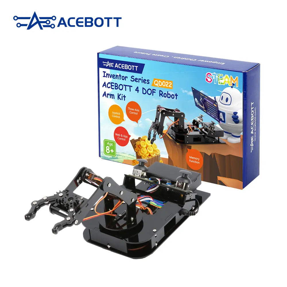 Programmable Arduino Kit ACEBOTT QD022 4DOF Programmable Robot Arm Kit – ESP32 Robotic Arm for Kids